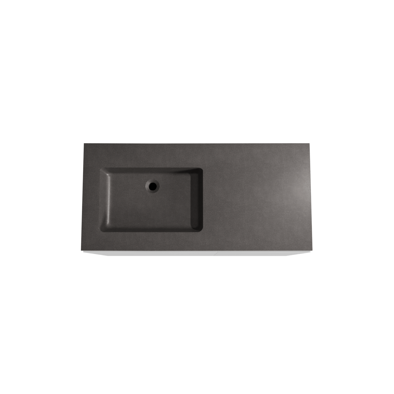 Storke Edge meuble salle de bains à poser 110 x 52 cm blanc mat avec Scuro plan vasque asymétrique à gauche en quartz noir mat