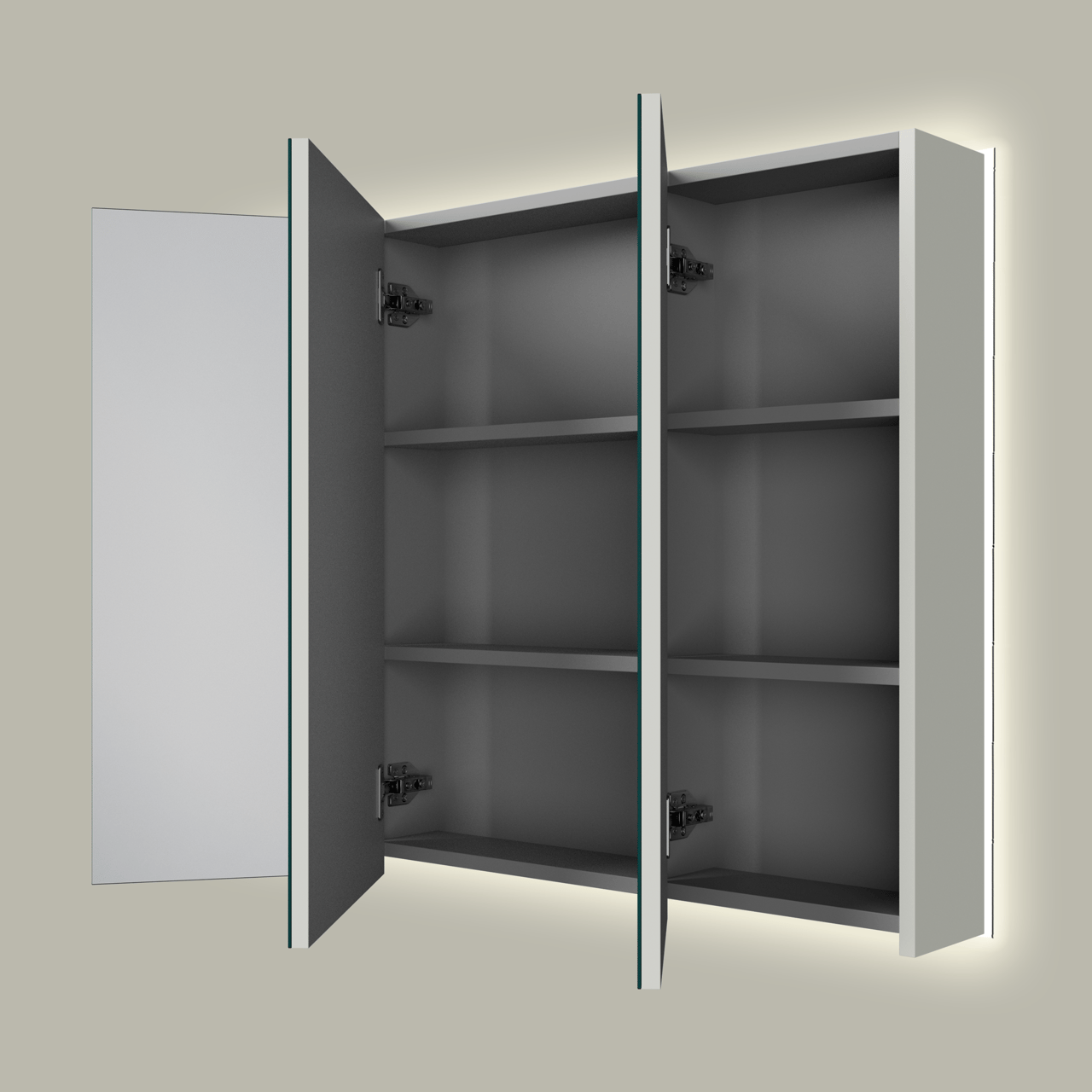 Linie Montro armoire de toilette lumineuse 100 x 75 cm greige