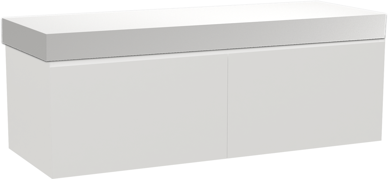 Balmani Idra by Mitra meuble salle de bains suspendu 150 x 55 cm blanc mat avec Dominus tablette simple ou double en solid surface blanc mat