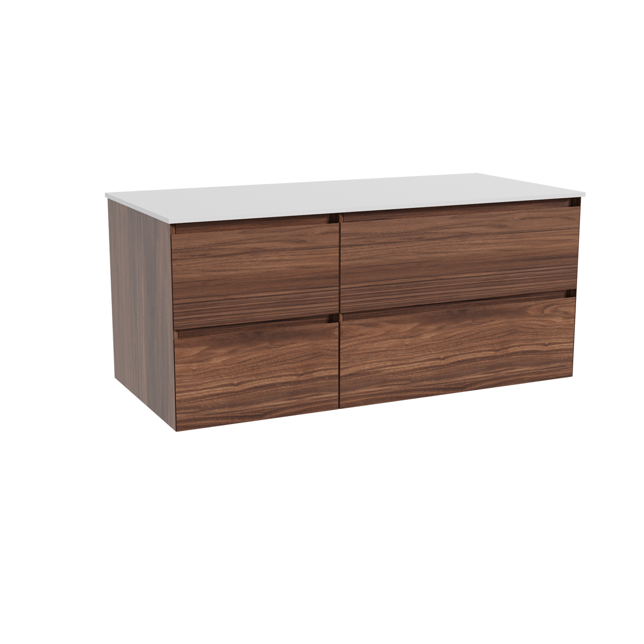 Balmani Mitra meuble salle de bains suspendu 120 x 55 cm noyer avec Stretto tablette simple ou double en solid surface blanc mat