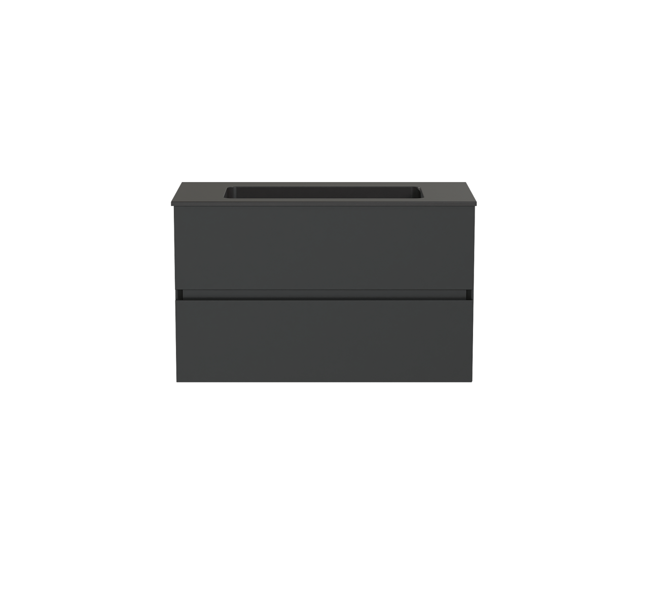 Storke Edge meuble salle de bains suspendu 80 x 40 cm noir mat avec Scuro plan simple en quartz noir mat