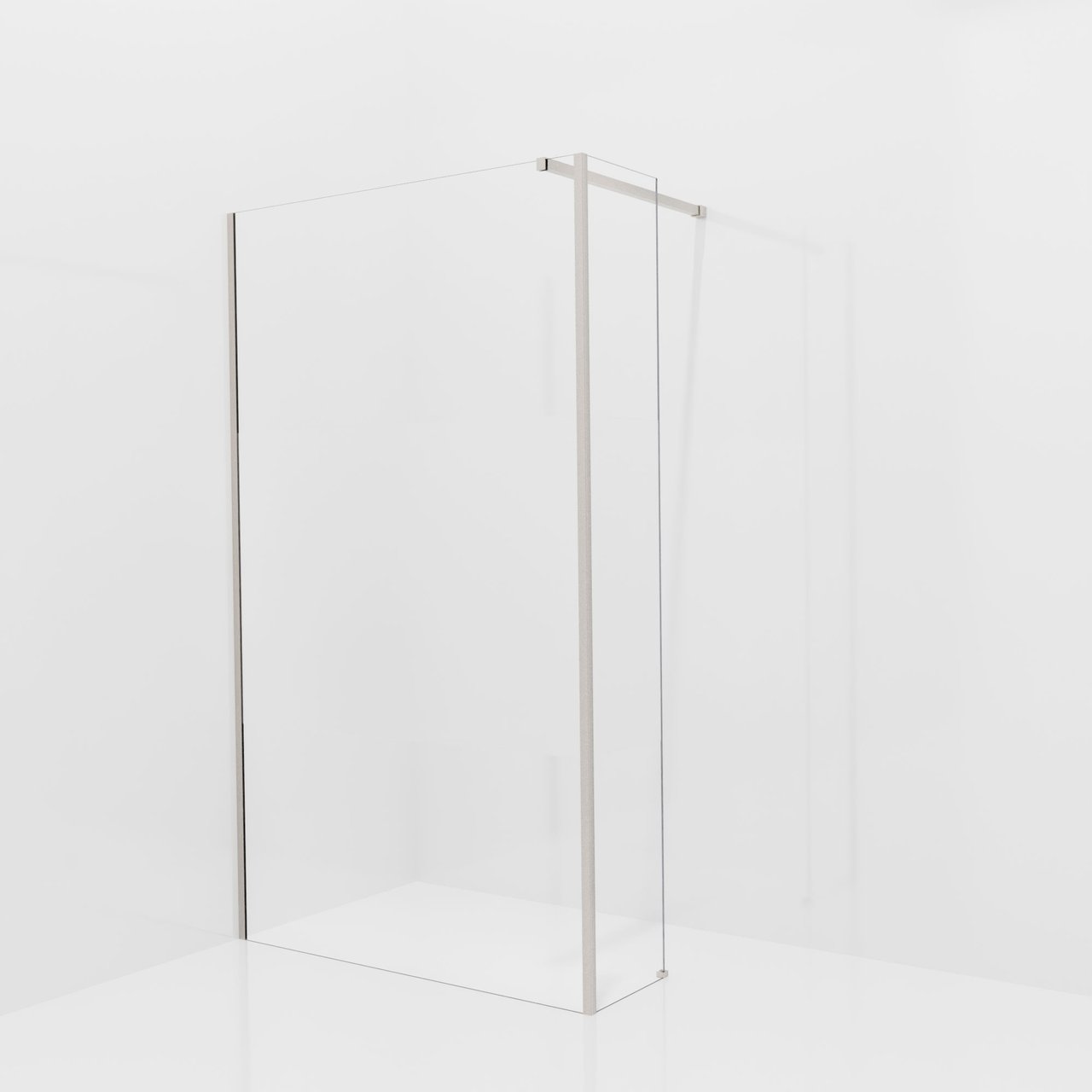 Balmani Modular douche à l'italienne avec paroi latérale fixe: 120 x 200 cm, Verre transparent avec bande mate, Profil Brushed CoolMetal