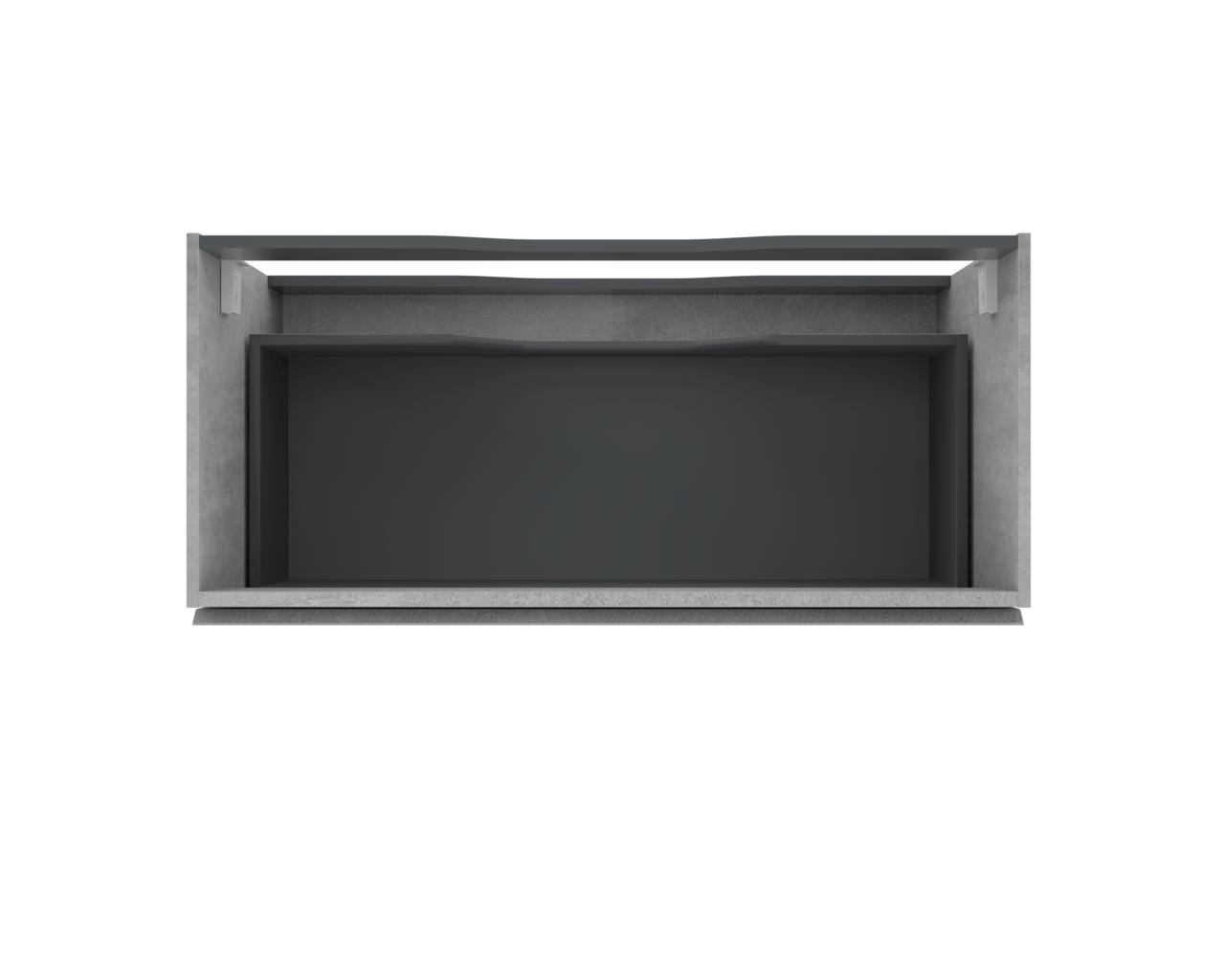 Linie Lado hängender Waschbeckenunterschrank: 100 x 46 cm, Beton dunkelgrau, 1 Schublade