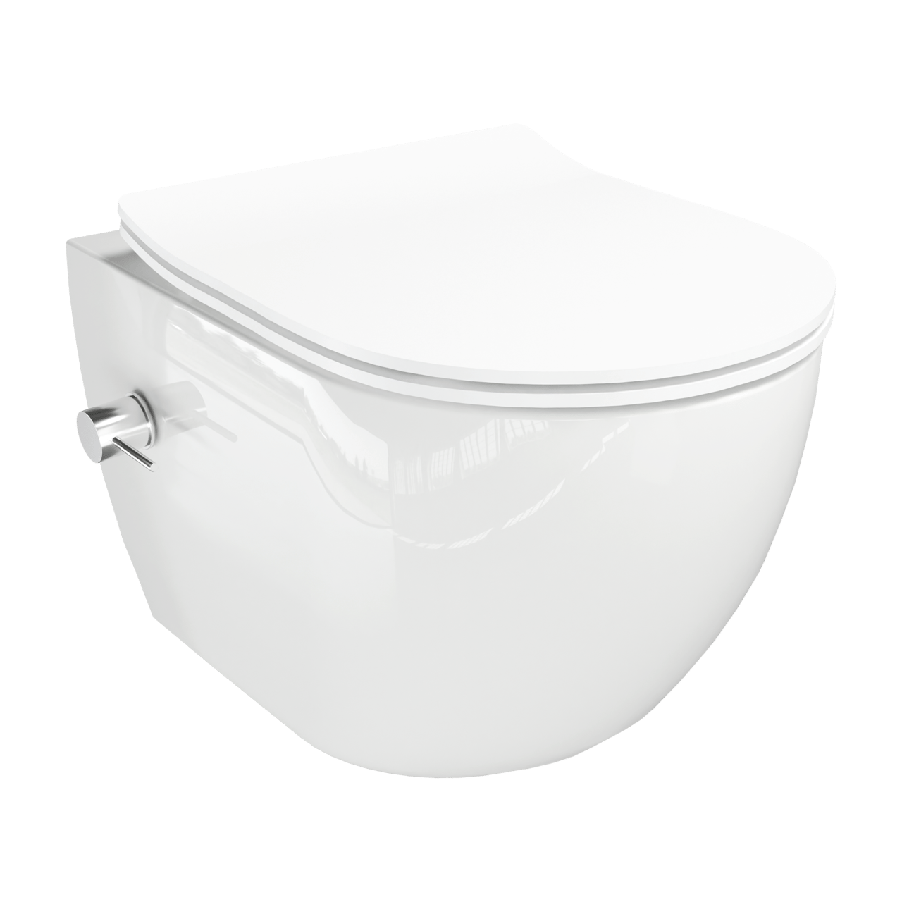 Luca Varess Moreno bidet blanc brillant sans rebord avec Geberit Sigma réservoir de chasse encastré UP320 avec cadre Burda et plaque de commande