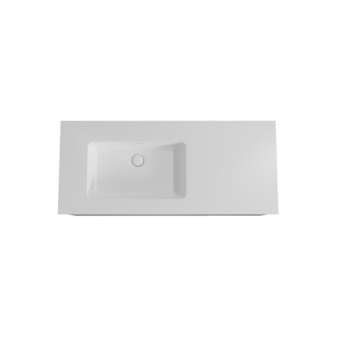Storke Ribs zwevend badmeubel 120 x 52 cm notenhout met Mata asymmetrisch linkse wastafel in solid surface mat wit, Verticale symmetrische rechte ribbel