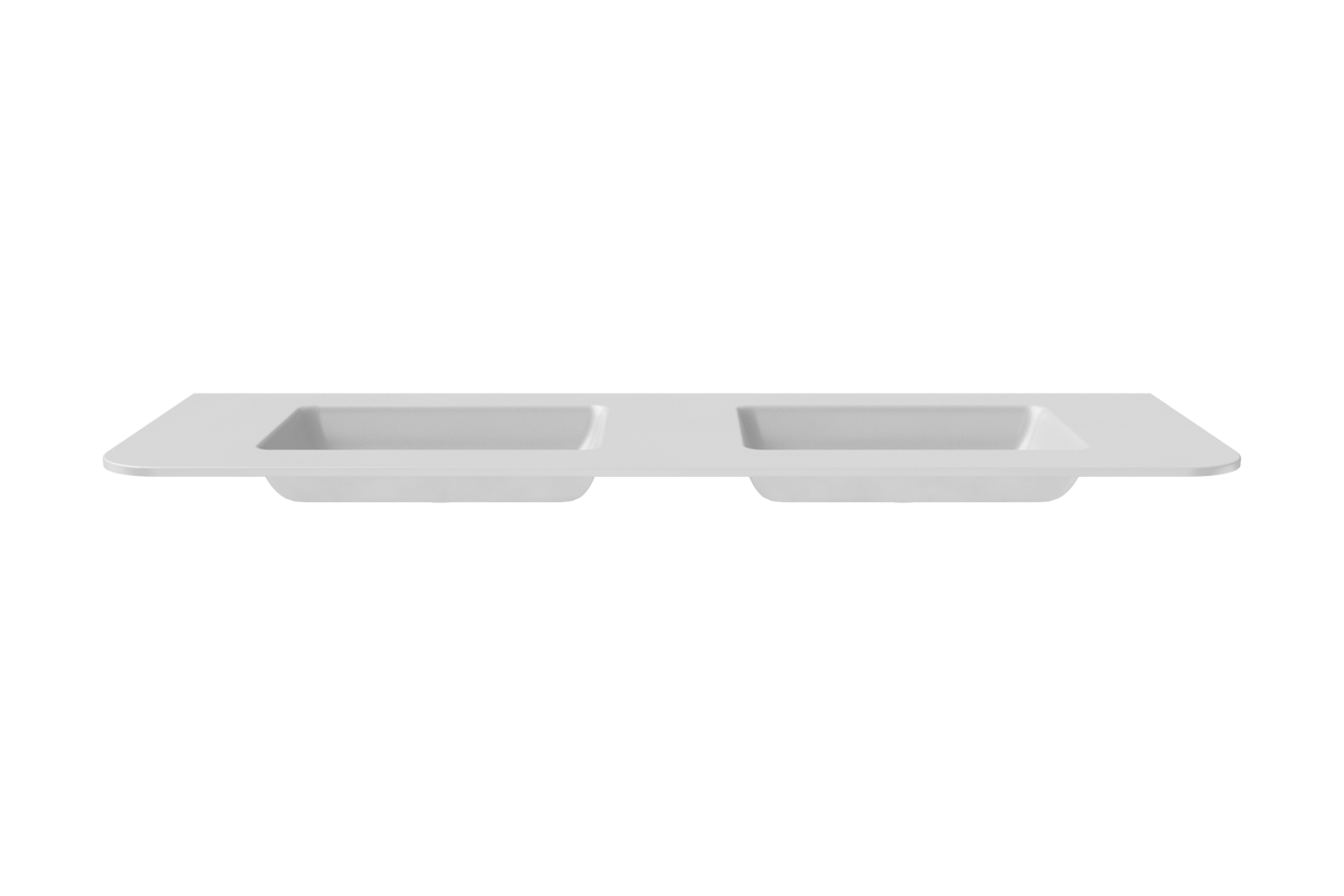 Balmani Moon dubbele wastafel mat witte Solid Surface 160 x 55 cm