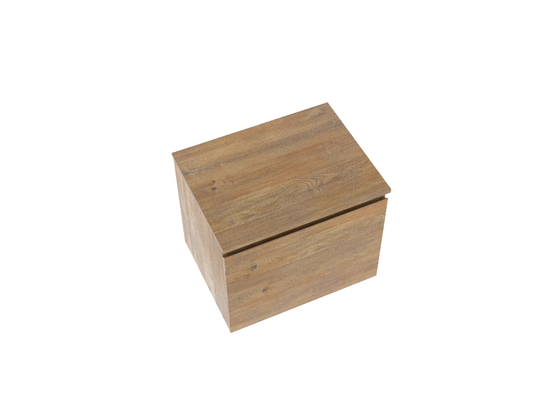 Linie Lado hängendes Möbelstück Set: 60 x 46 cm, Naturbelassene Eiche, mit Lado Einzel Waschtischplatte, Melamin Naturbelassene Eiche