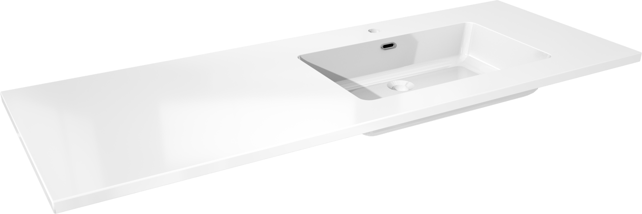 Storke Diva asymmetrisch rechtse wastafel glanzend composiet marmer 140 x 52 cm combinatie kast 45 cm