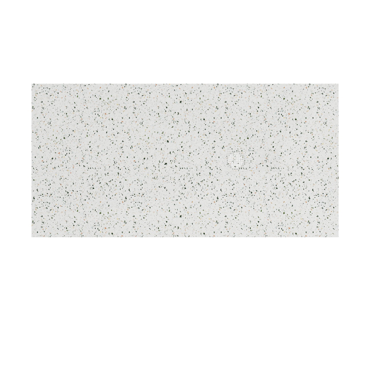 Balmani Impress Duschwanne: 180 x 90 cm, Marmorkomposit, Terrazzo (Weiß/Schwarz) Steinstruktur, matt