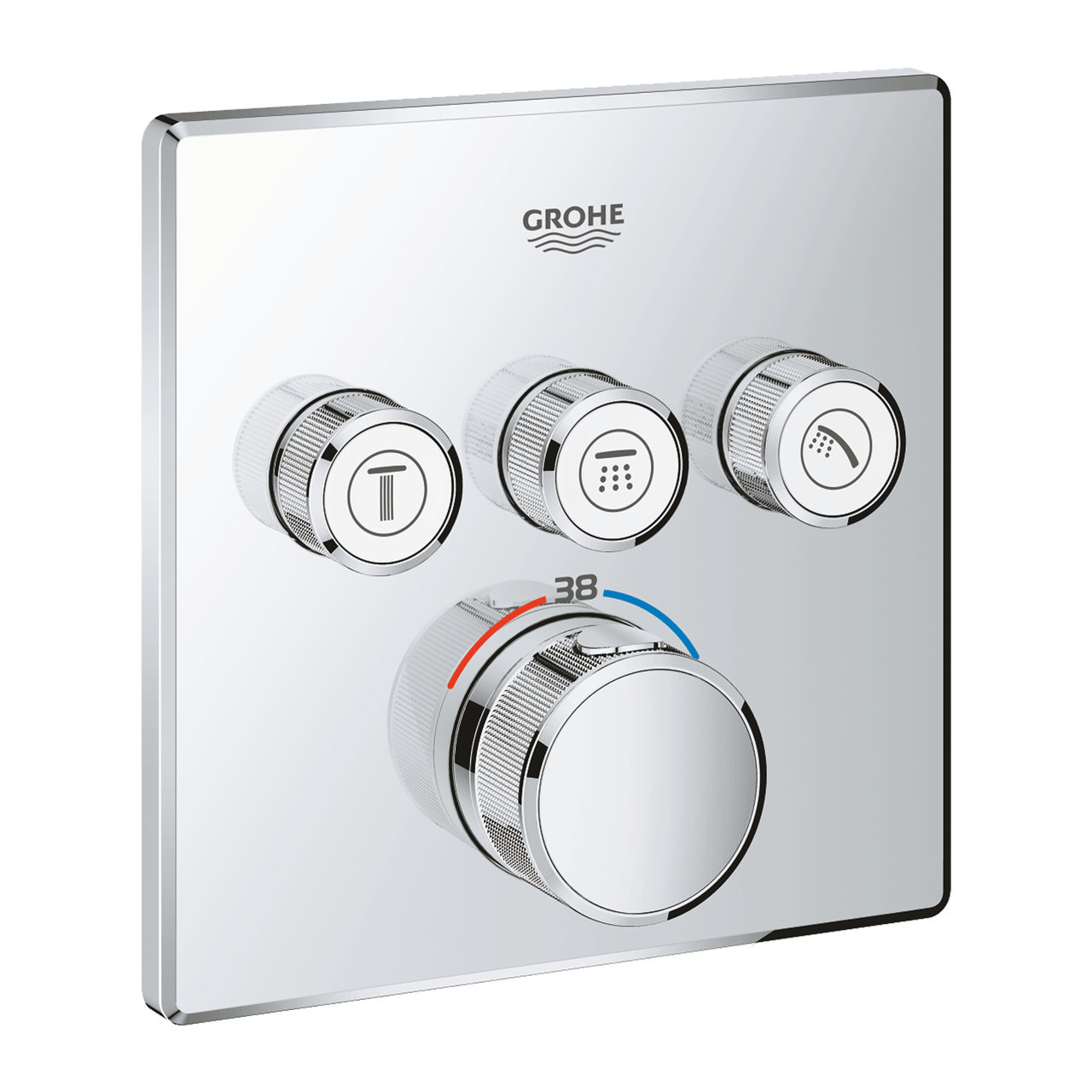 Grohe Grohtherm SmartControl Square Thermostat-Duscharmatur: Unterputz, für 3 Verbraucher, Chrom glänzend