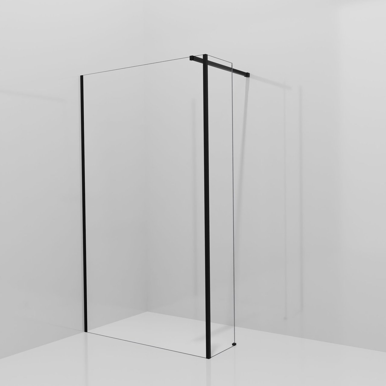 Balmani Modular Walk-In Dusche mit fester Seitenwand: 120 x 200 cm, Klarglas, Profil Schwarz matt