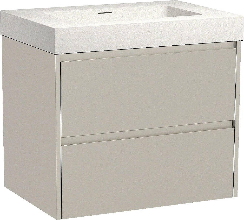 Storke Seda zwevend badmeubel 75 x 52 cm zijdegrijs met Mata High enkele wastafel in solid surface mat wit