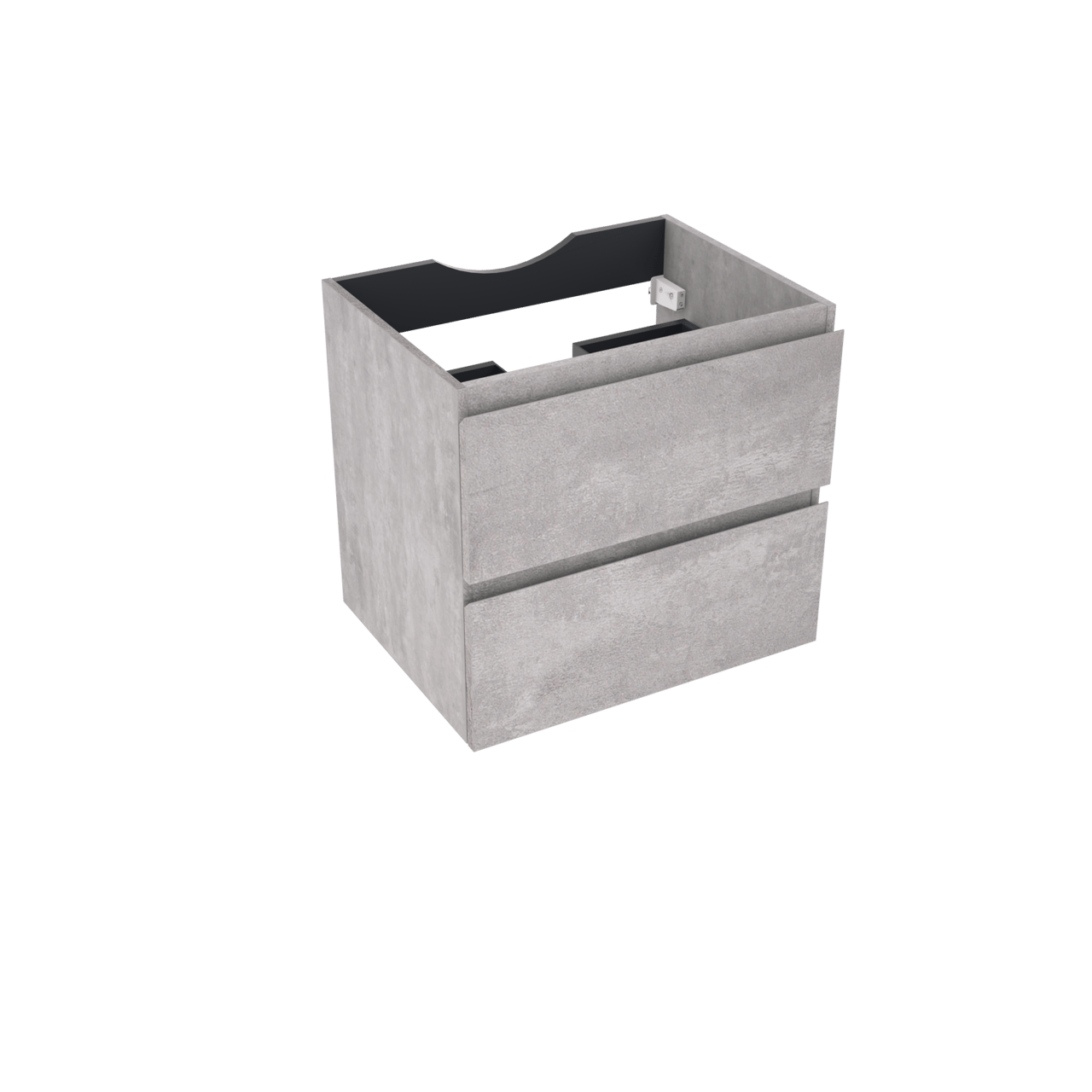 Linie Lado hängender Waschbeckenunterschrank: 60 x 46 cm, Beton dunkelgrau, 2 Schubladen