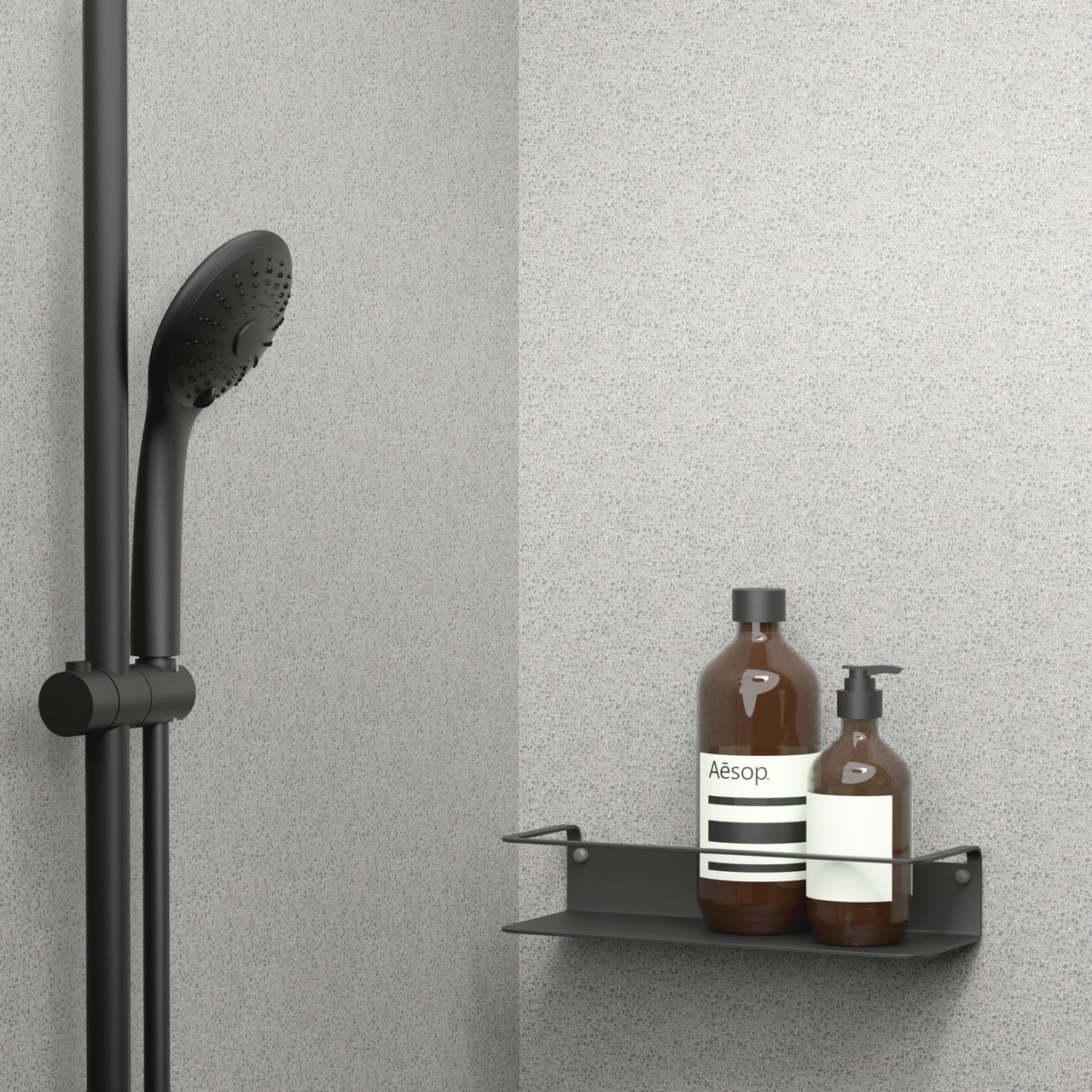 Blaufoss Tika enkele shampoohouder met wandbevestiging mat zwart