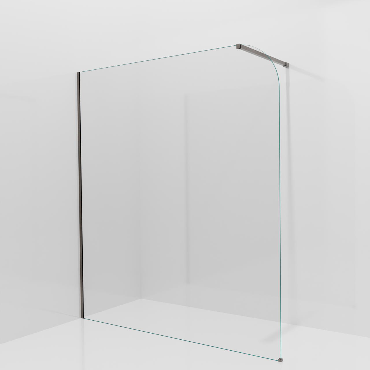 Balmani Modular inloopdouche: 180 x 200 cm, Helder glas afgerond met coating, Brushed GunMetal profielen