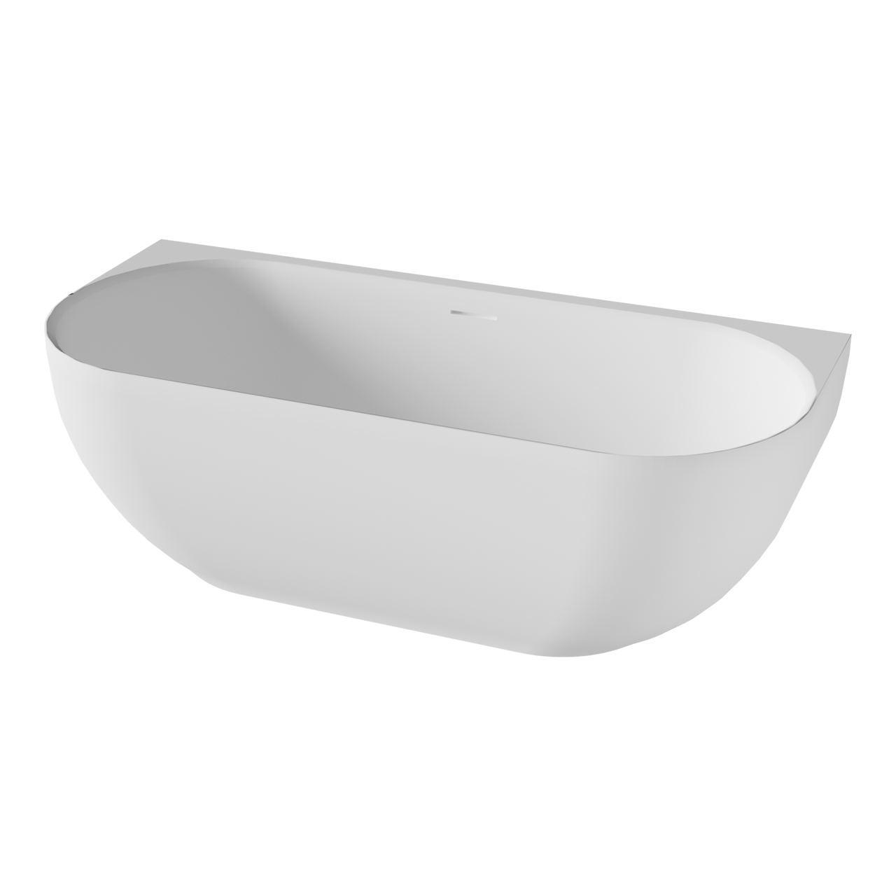 Balmani Forte halb freistehende Badewanne: 170 x 78 cm, Solid Surface, Weiß matt