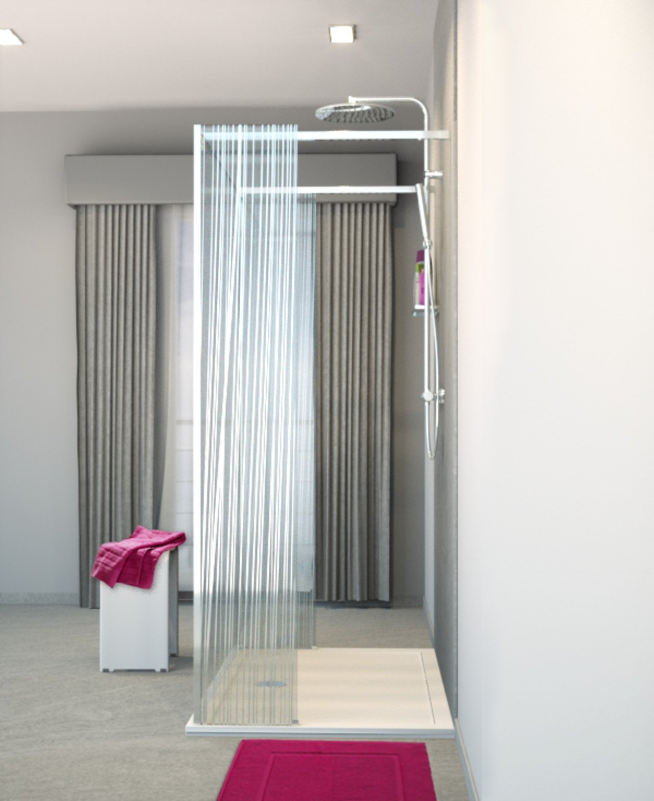 Balmani Modular inloopdouche met vrijstaande wand en vast paneel 140 x 200 cm mikado glas glanzend chroom profiel