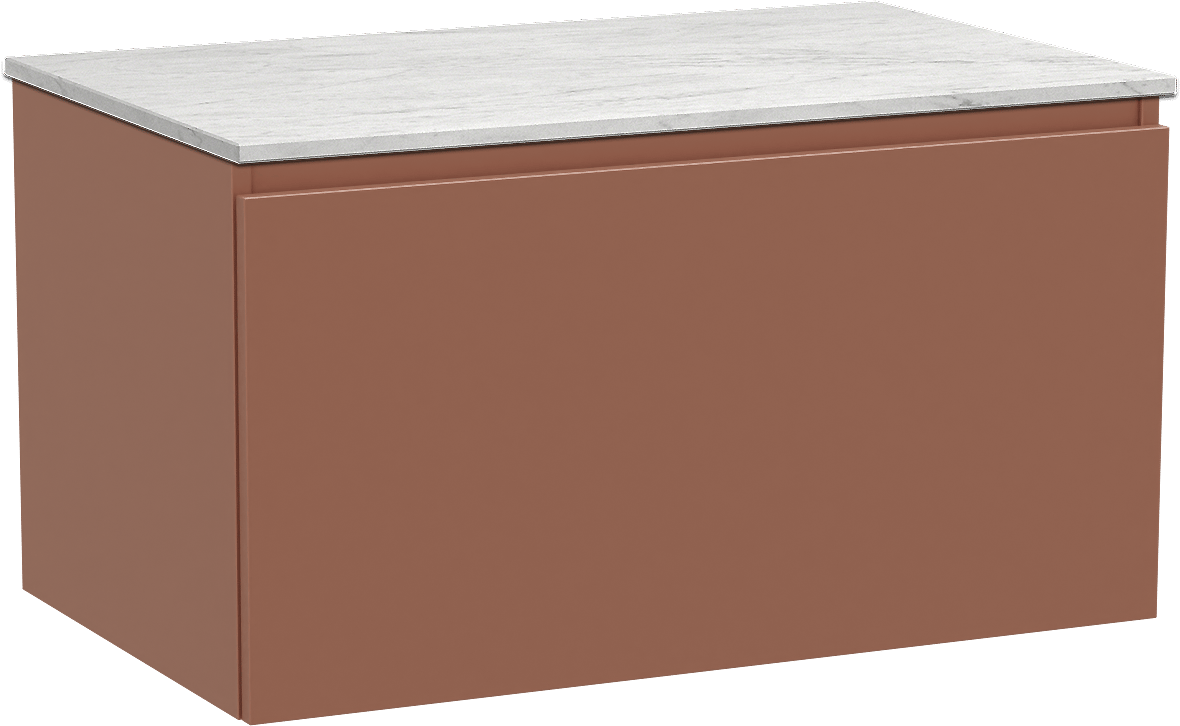 Balmani Sfera by Lucida zwevend badkamermeubel 90 x 55 cm cotto met Stretto enkel tablet in marmer carrara