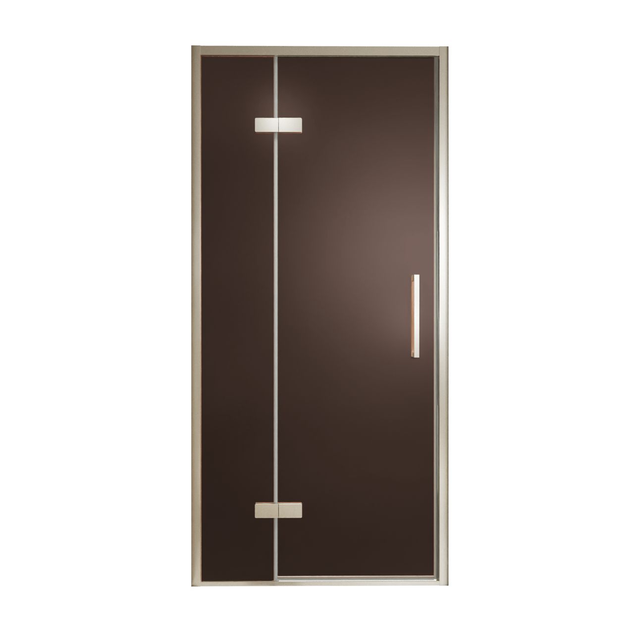 Balmani Senses Design porte pivotante à gauche 100 cm x 210 cm verre Bronze, Profil Brushed CoolMetal, coating inclus