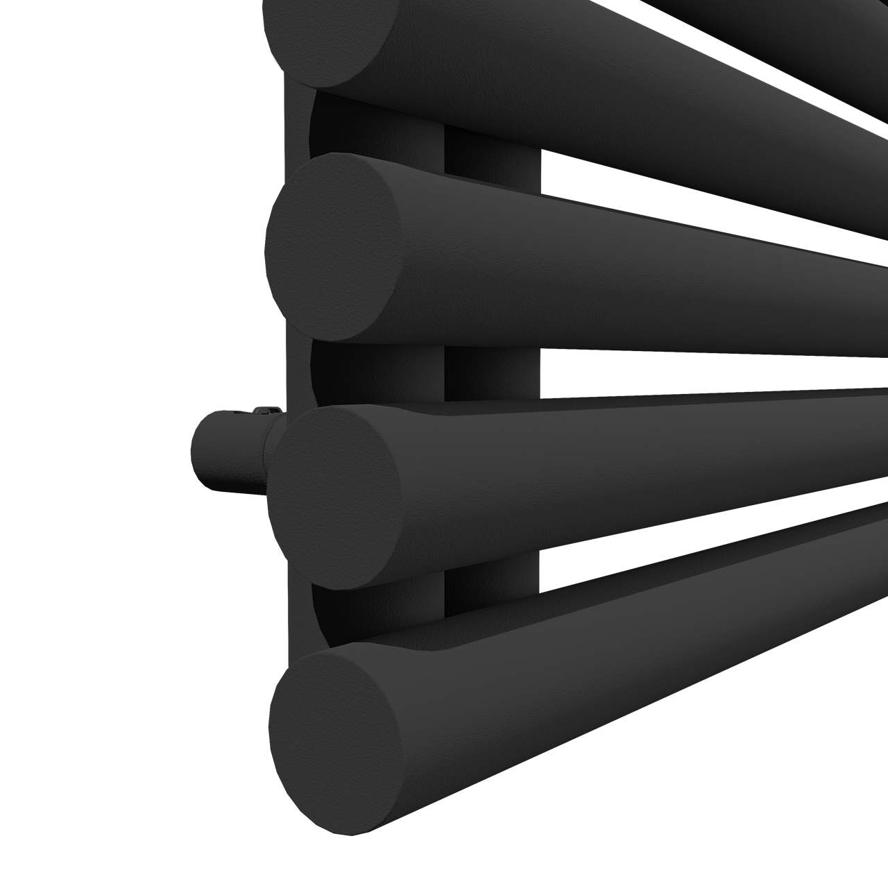 Vipera Avila enkele handdoekradiator 50 x 187 cm centrale verwarming mat zwart middenaansluiting 1204W