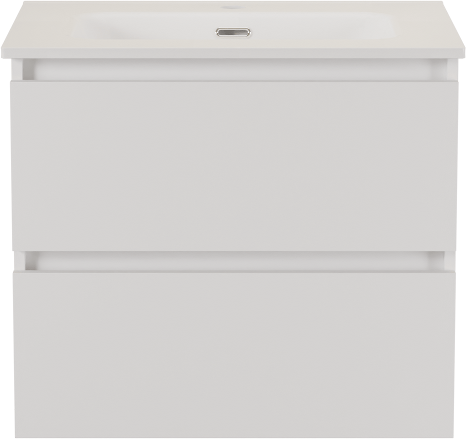 SanyOne Eli meuble salle de bains à assembler suspendu 60 x 46 cm blanc mat avec Baro plan simple en porcelaine blanc brillant