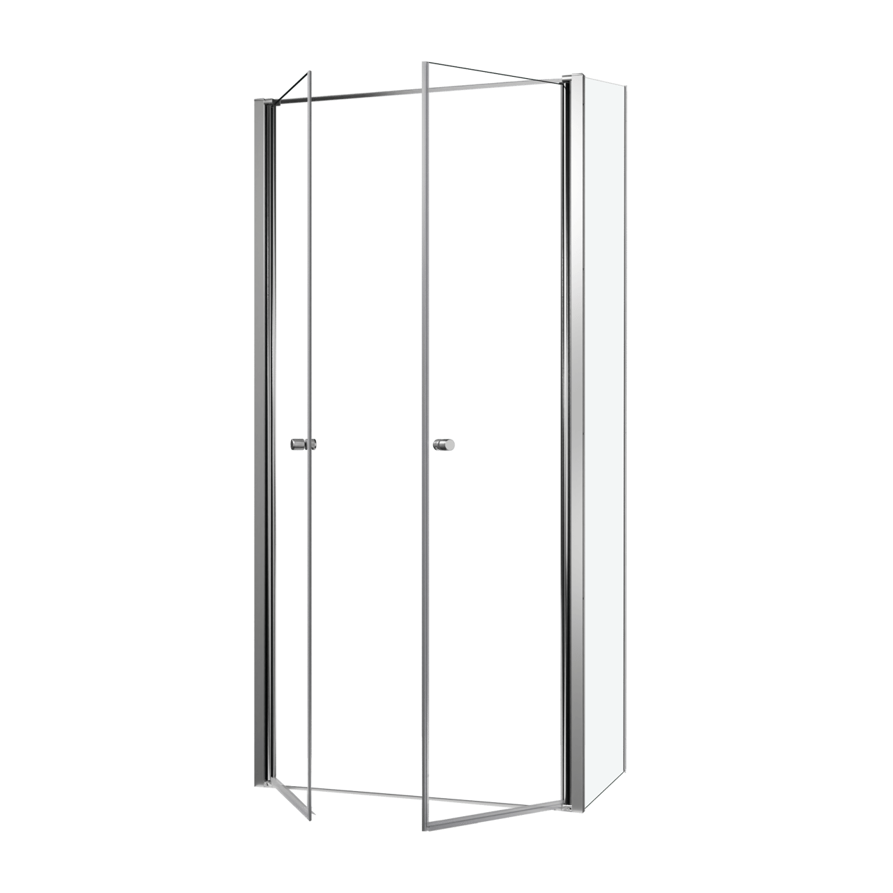 Luca Varess Kuresa douchehoek met pendeldeur met vaste zijwand 100 x 80 x 200 cm helder glas en glanzend chroom profielen