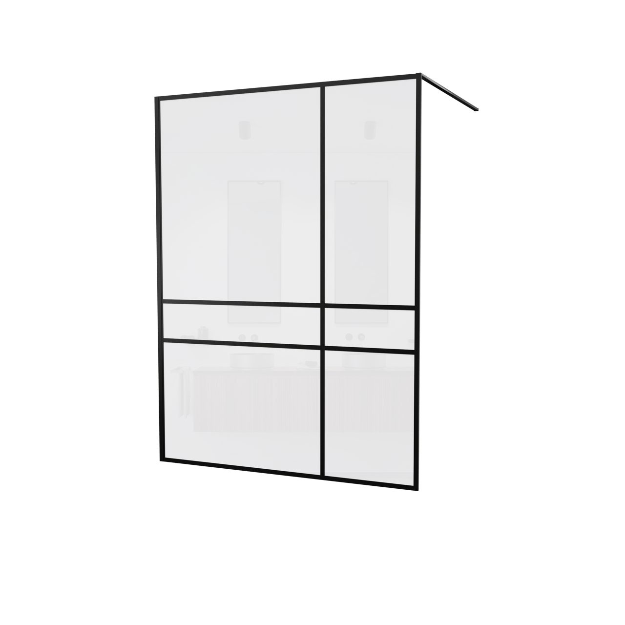 Balmani Framed Plus Walk-In-Dusche 160 x 210 cm Crossed Glas, inklusive Coating, schwarz Profil