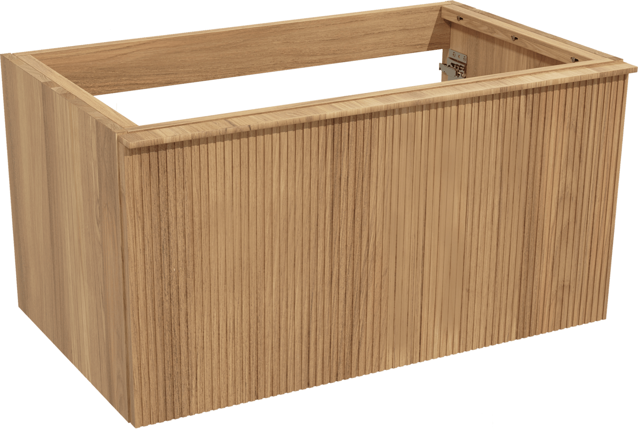 Balmani Forma zwevende wastafelonderkast 90 x 55 cm teakhout 2 lades vert. sym. groef