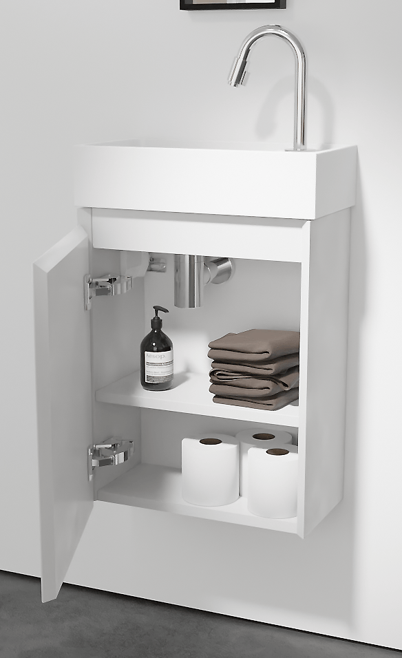Balmani Mitra zwevend toiletmeubel 42 x 21 cm mat wit met Dama wastafel in matte Solid Surface