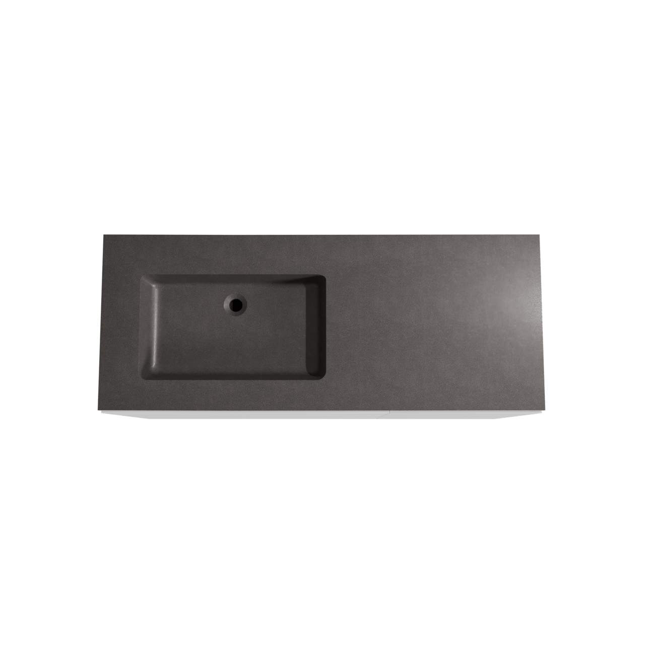 Storke Edge staand badmeubel 130 x 52 cm mat wit met Scuro asymmetrisch linkse wastafel in kwarts mat zwart