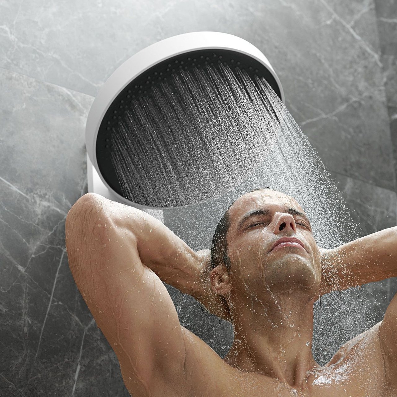 Hansgrohe Rainfinity 360 ronde regendouchekop met muursteun 36 cm mat wit