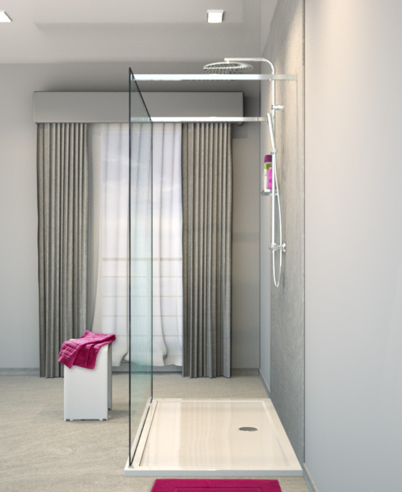 Balmani Modular douche à l'italienne avec paroi autoportante 180 x 200 cm verre mikado profil chrome brillant