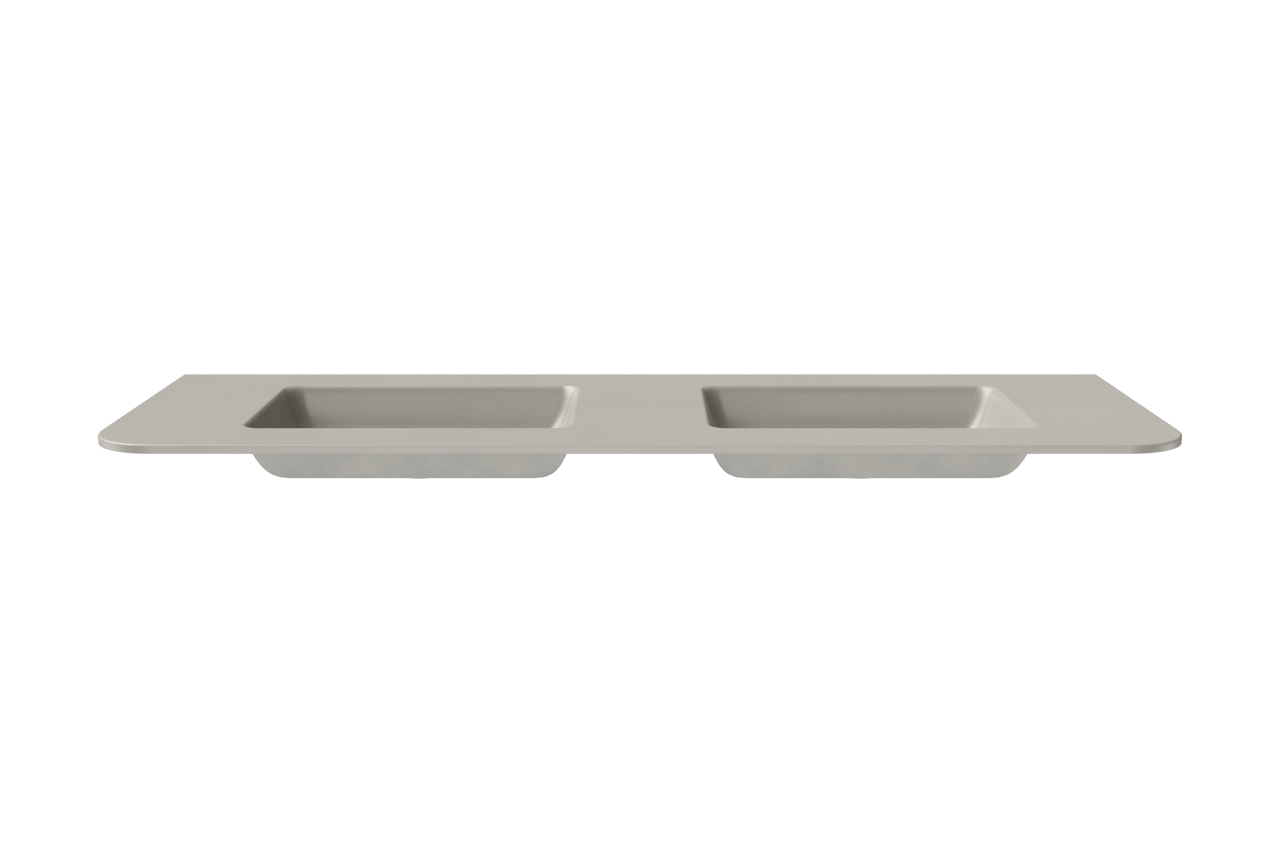 Balmani Moon double vasque top solid soie grise matte 160 x 55 cm