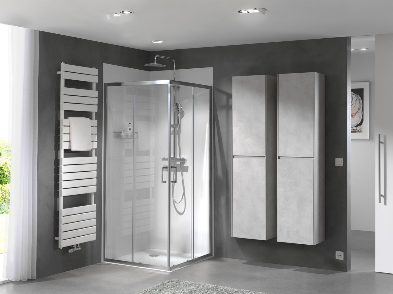 Luca Varess Silk panneau mural de douche 120 x 260 cm acrylique blanc mat