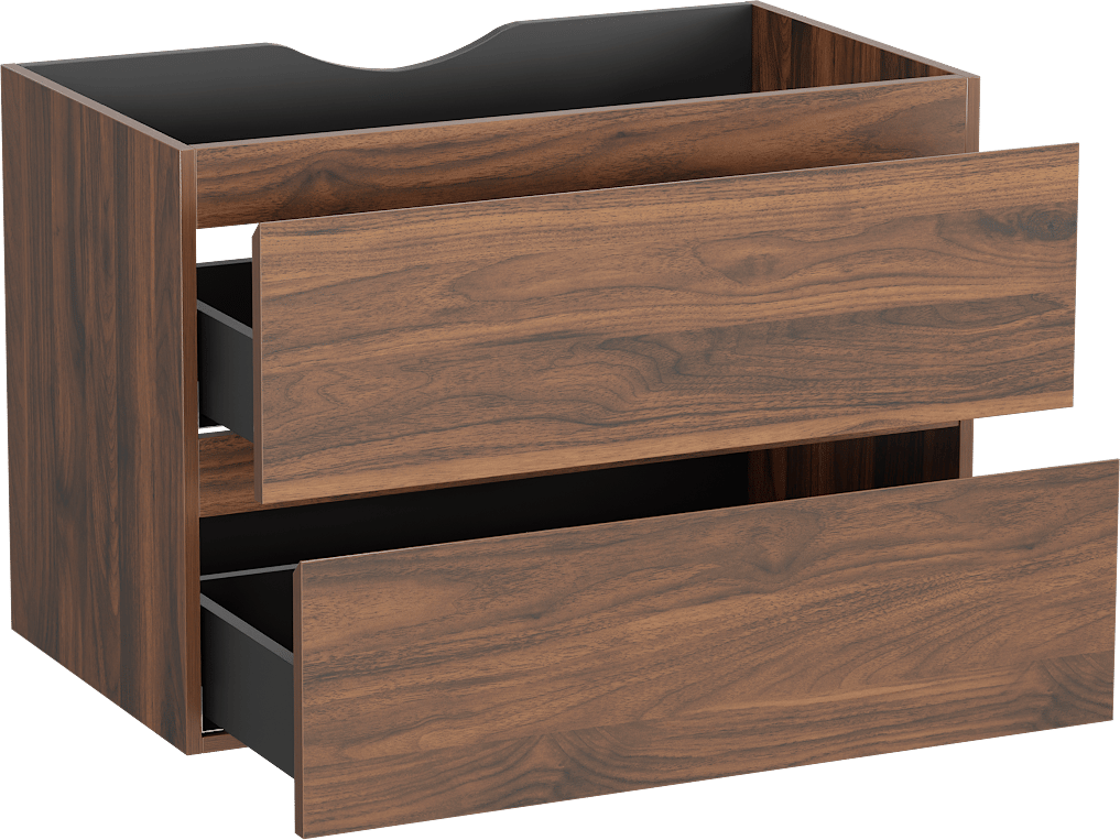 Linie Lado meuble sous-lavabo suspendu 80 x 46 cm noyer 2 tiroirs