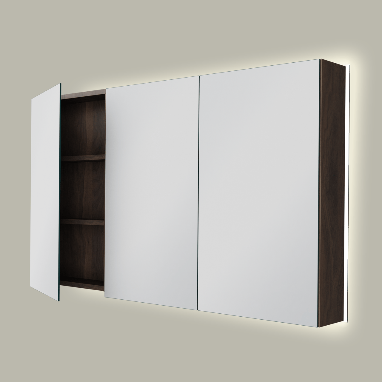 Storke Reflecta spiegelkast 130 x 75 cm notelaar met spiegelverlichting