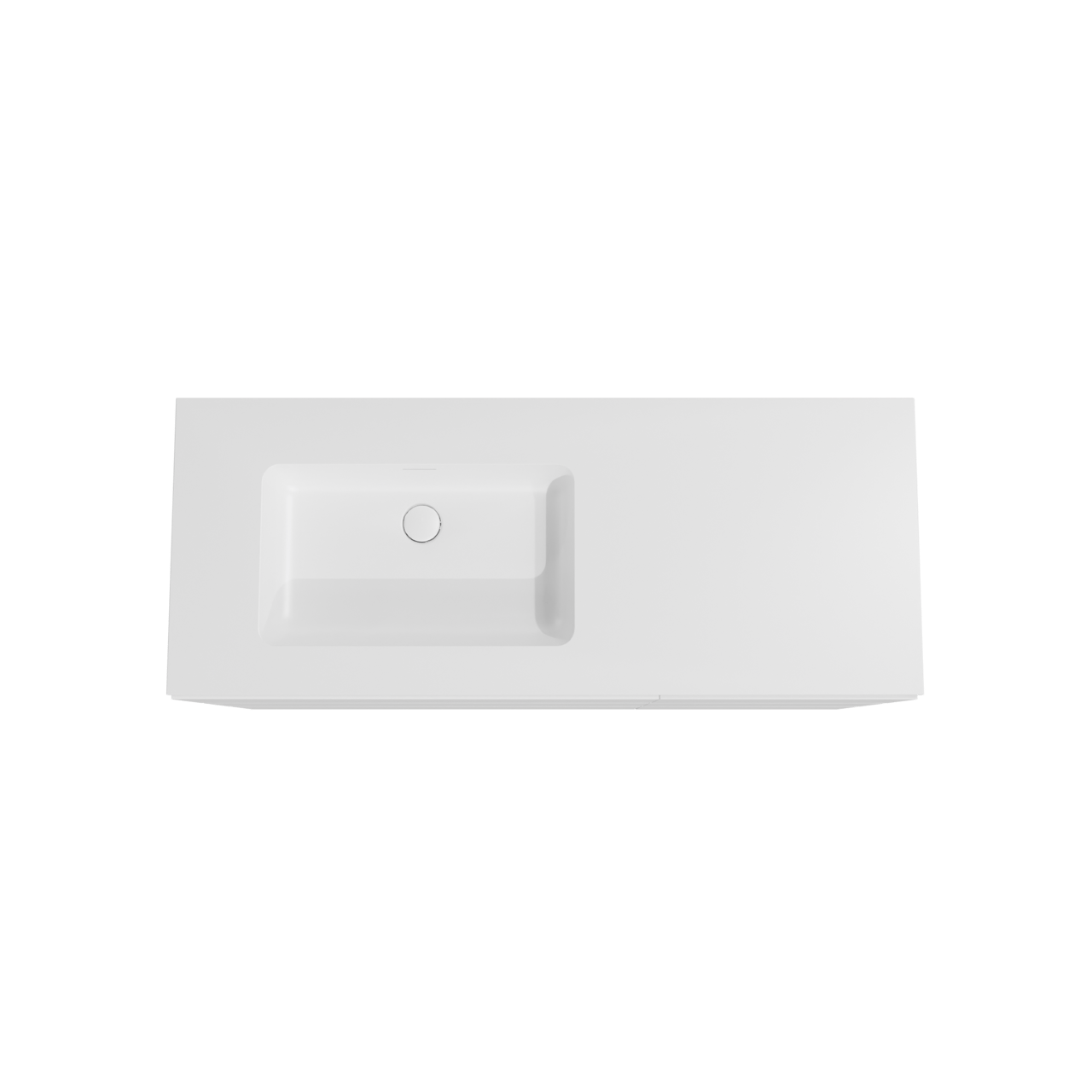 Storke Edge staand badkamermeubel 130 x 52 cm mat wit met Mata asymmetrisch linkse wastafel in solid surface mat wit