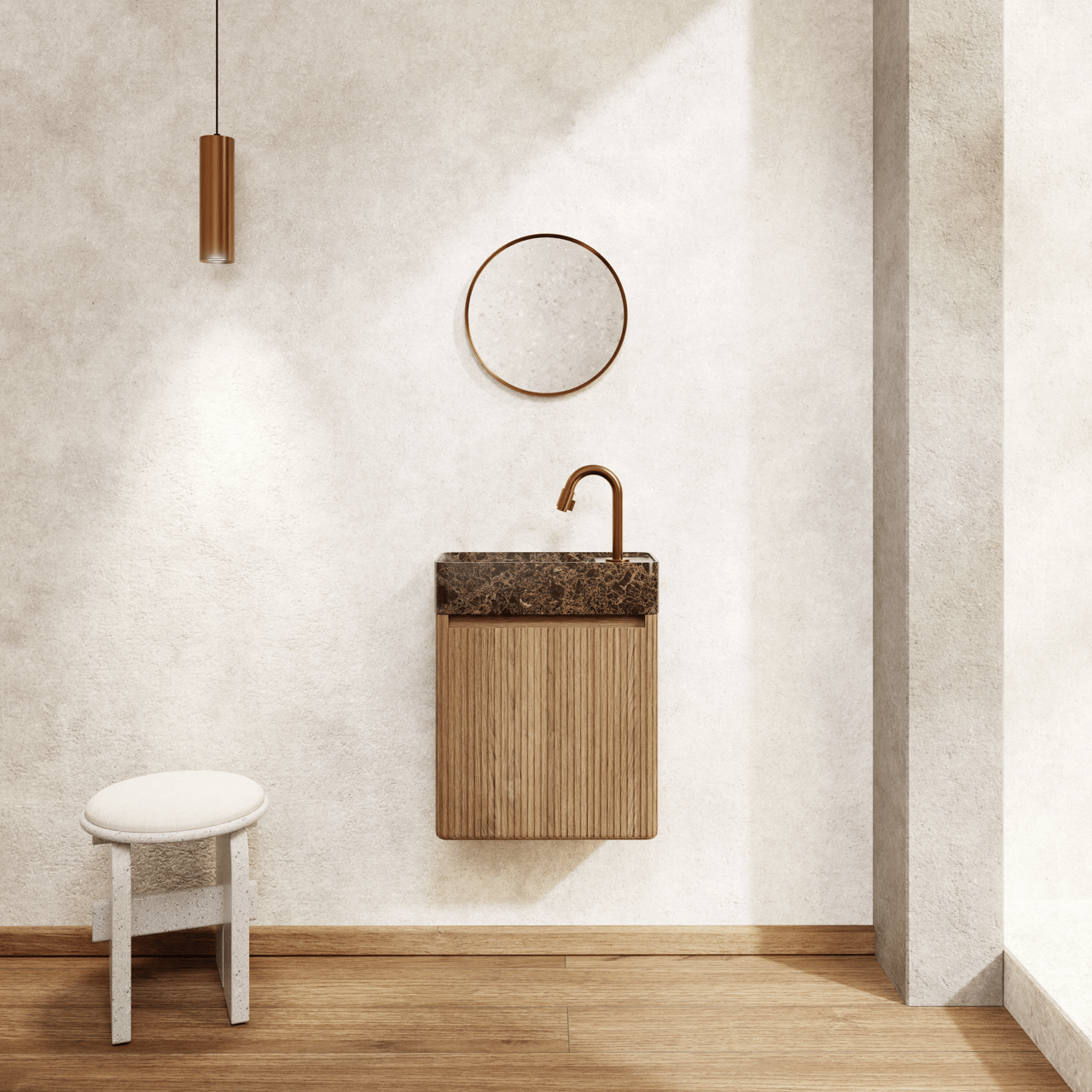 Balmani Auro ronde toiletspiegel Brushed Rosegold Ø 35 cm