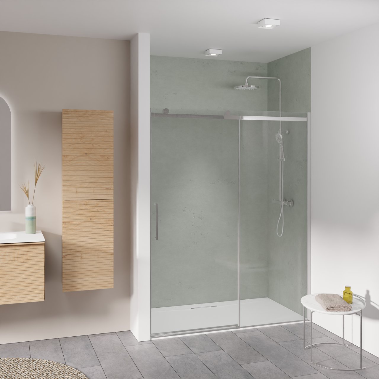 Luca Varess Boltano Dusche Schiebetür 160 cm x 200 cm Klarglas Chrom Profil