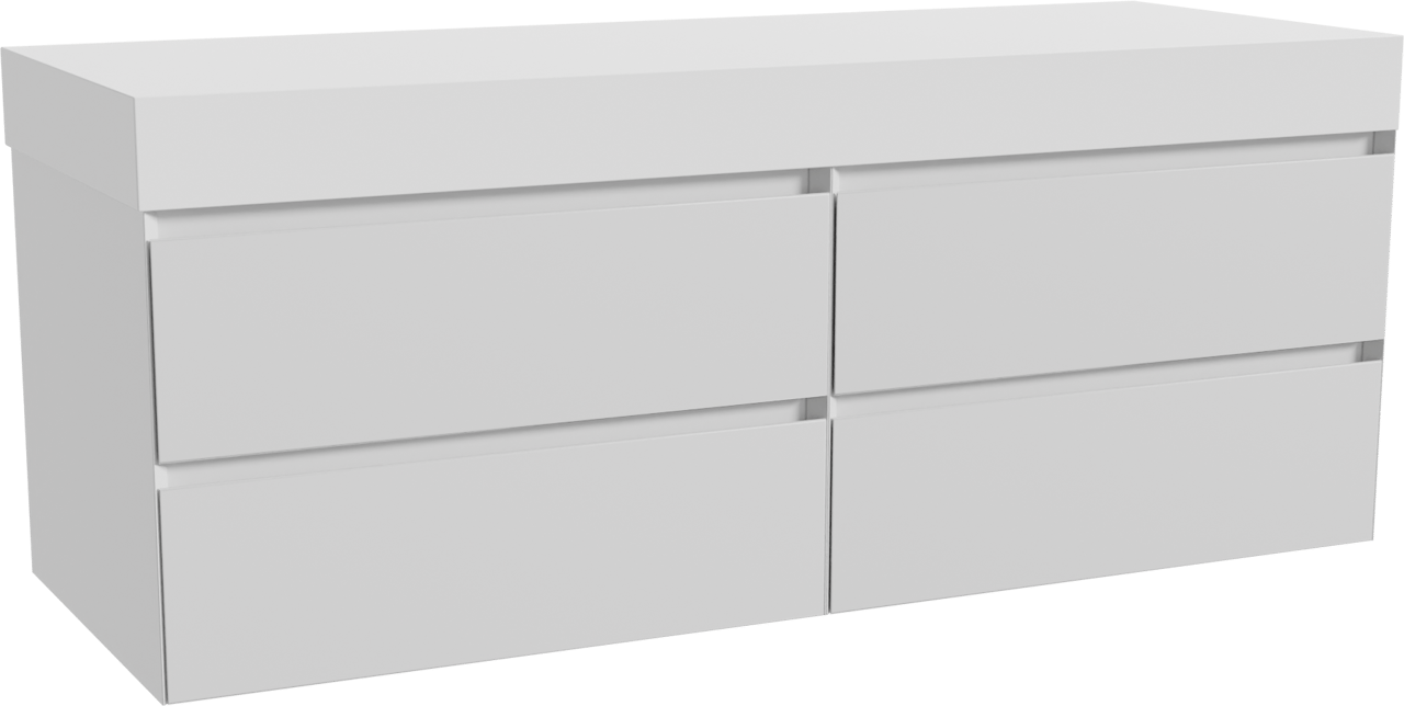 Balmani Mitra meuble salle de bains suspendu 150 x 55 cm blanc mat avec Dominus tablette simple ou double en solid surface blanc mat