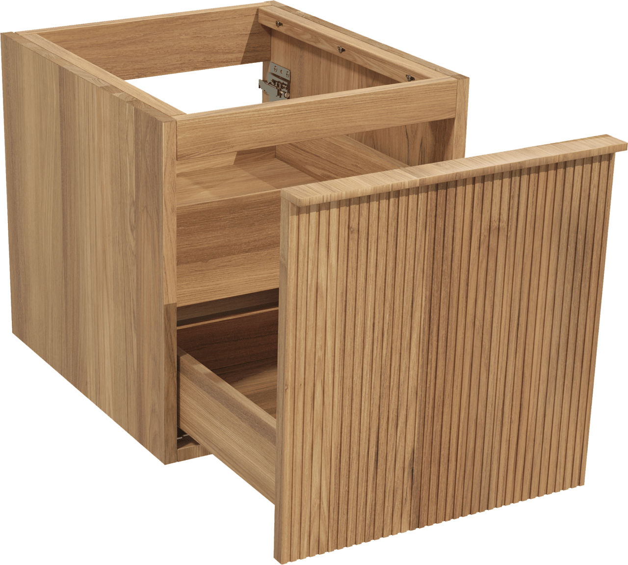 Balmani Forma zwevende wastafelonderkast 45 x 55 cm teak 2 lades vert. sym. groef