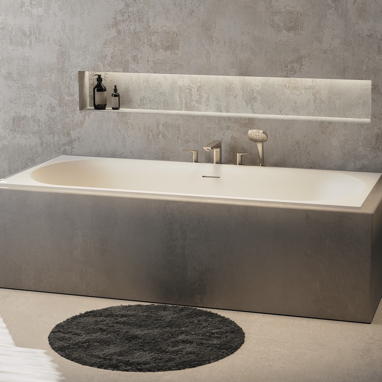 Balmani Rallanta tweepersoons inbouwbad 180 x 82 cm Solid Surface mat wit