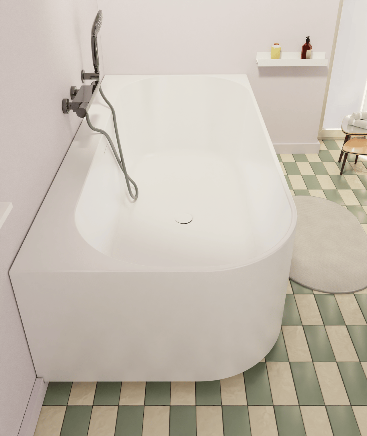Luca Varess Laguna baignoire d'angle droite duo 170 x 85 cm acrylique blanc mat