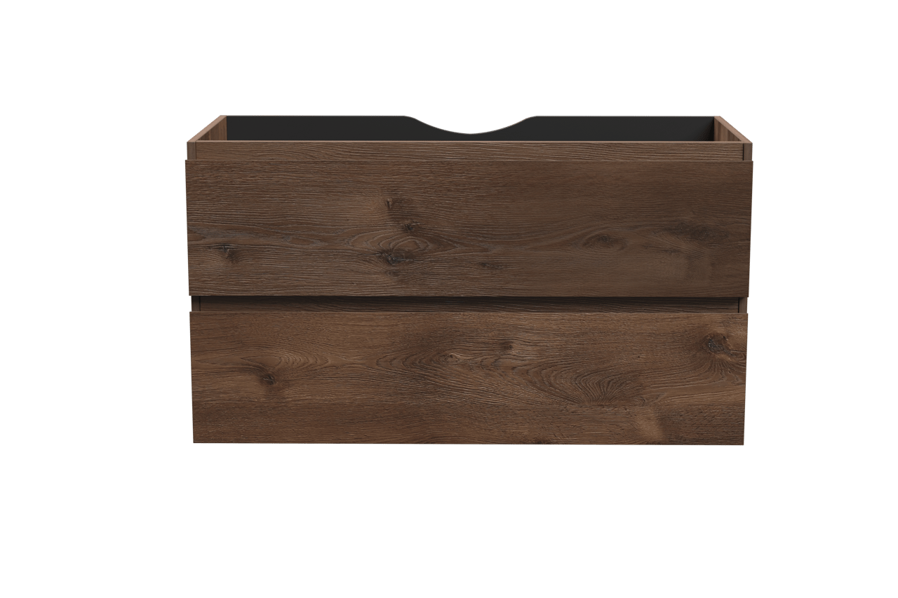 Linie Lado zwevende wastafelonderkast 100 x 46 cm bruine eik 2 lades
