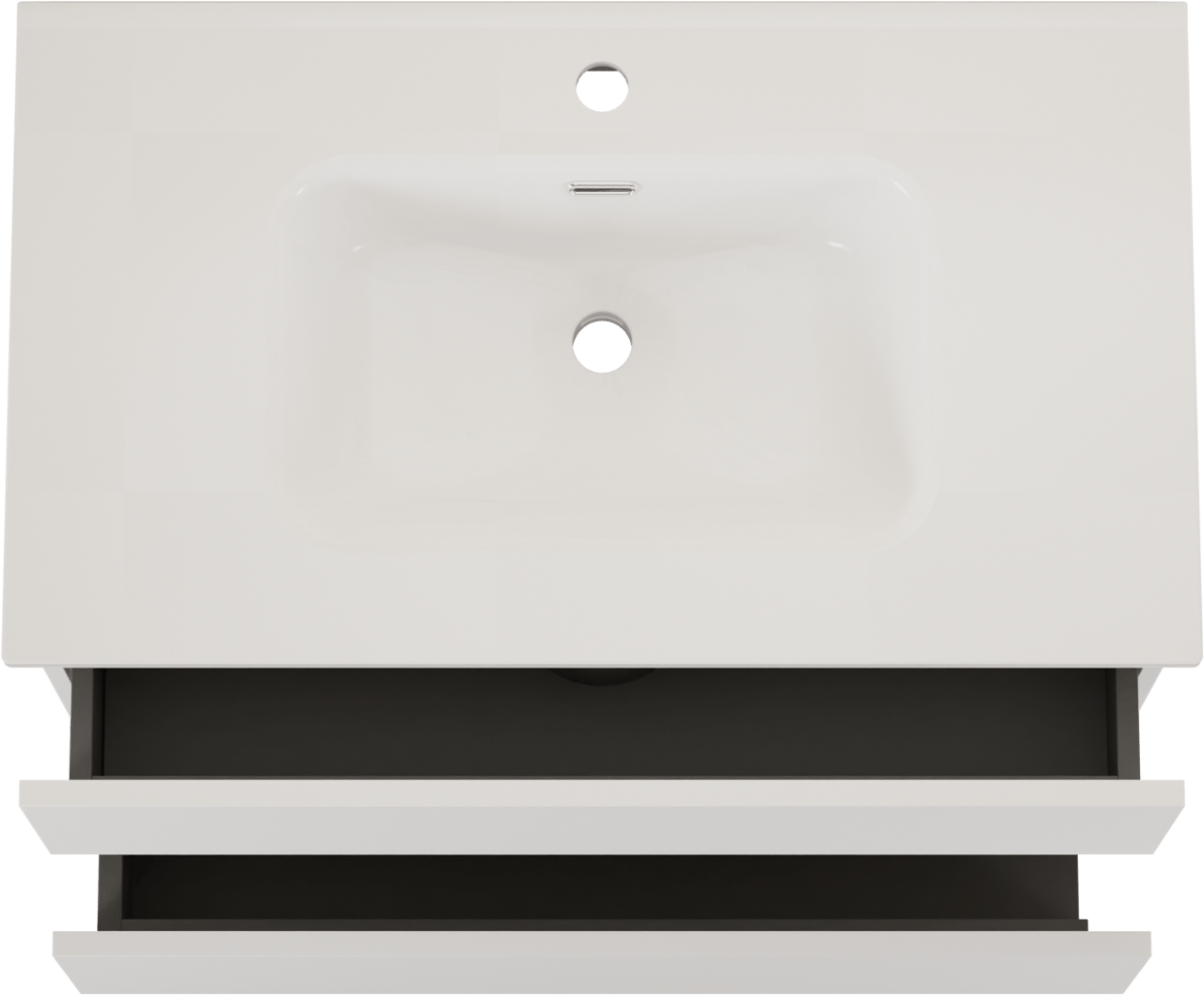 SanyOne Eli meuble salle de bains à assembler suspendu 80 x 46 cm blanc mat avec Baro plan simple en porcelaine blanc brillant