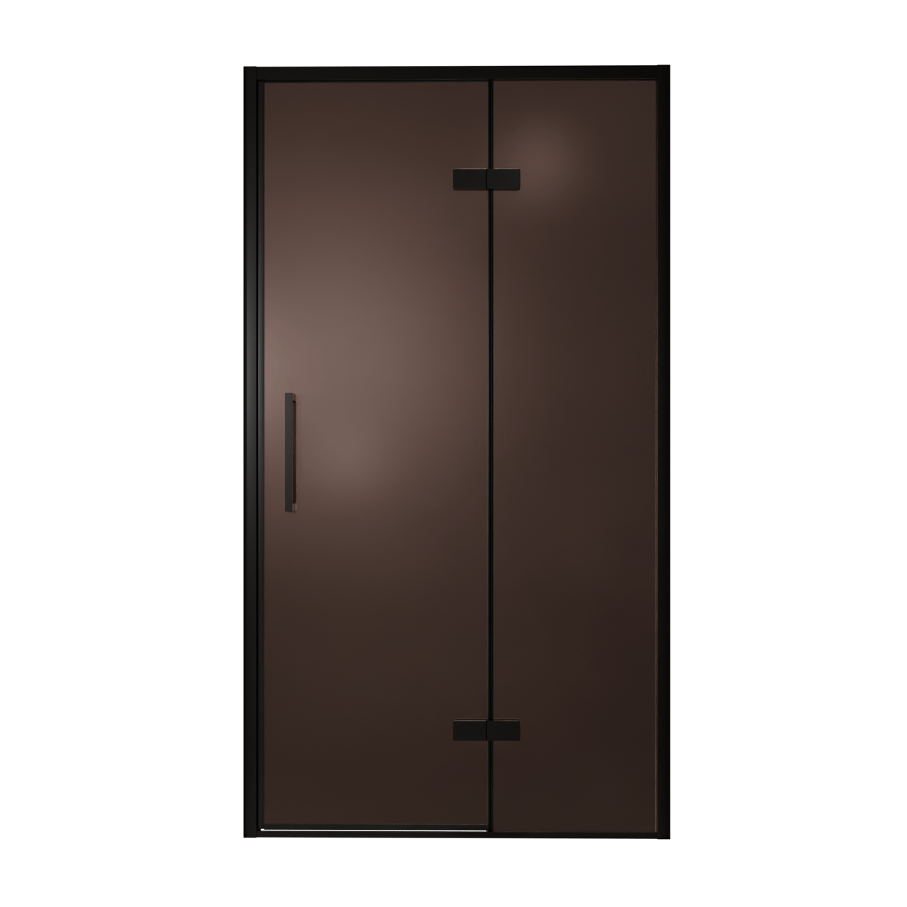 Balmani Senses Design Dusche Drehtür, Rechts, 120 cm x 210 cm, Bronze, Profil Schwarz, inklusive Coating