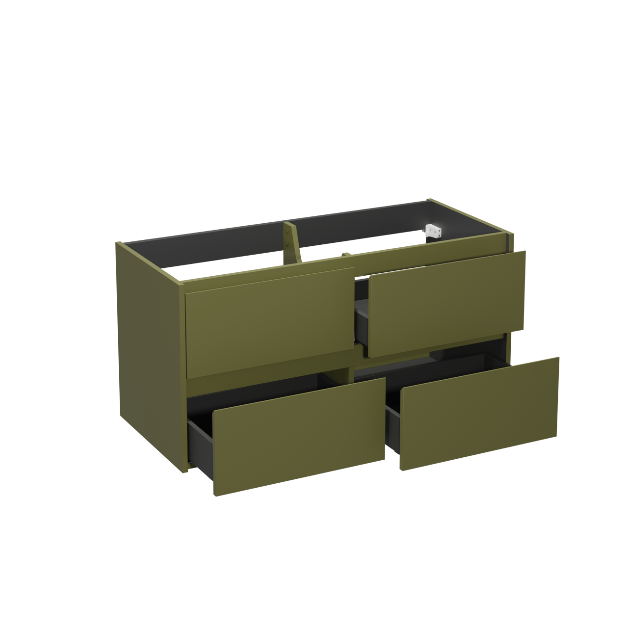 Storke Seda hängender Waschbeckenunterschrank: 120 x 52 cm, Olivgrün, 4 Schubladen