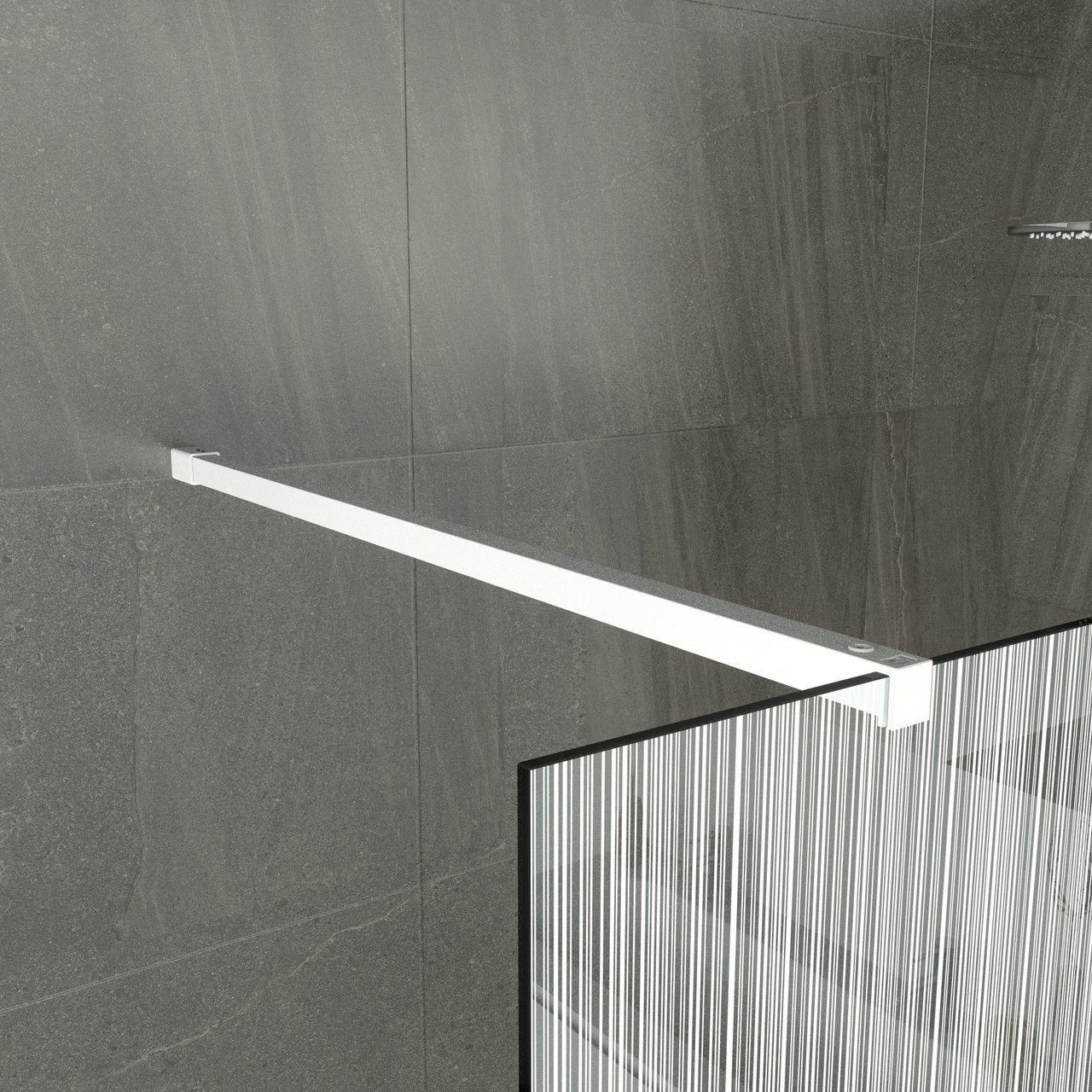 Balmani BMSS douche à l'italienne 140 x 200 cm verre code barre blanc profil blanc mat