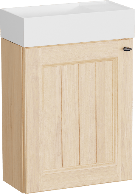 Balmani Lemon zwevend toiletmeubel 42 x 21 cm natuur eik met Dama wastafel in mat witte Solid Surface