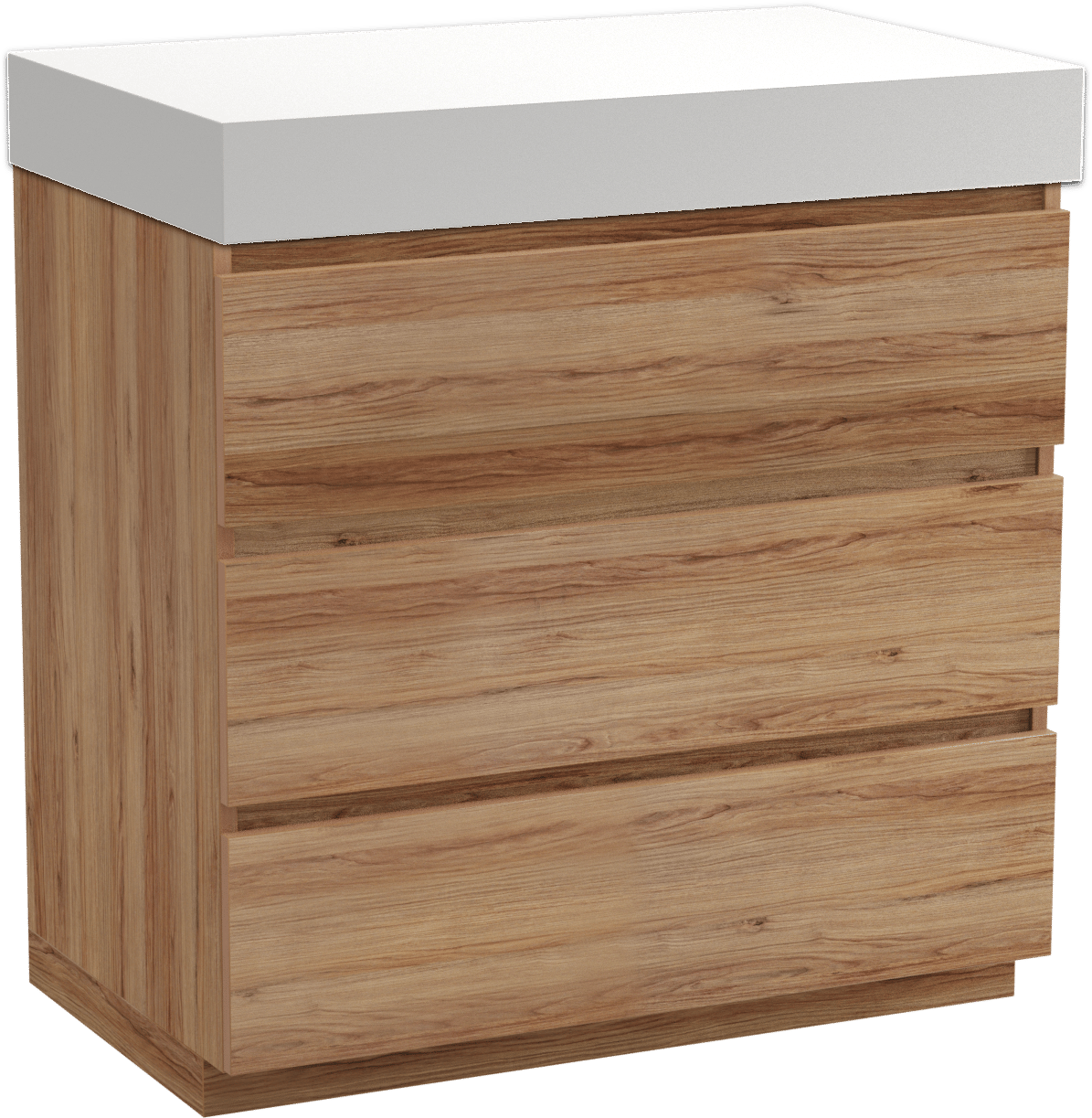 Balmani Lucida freistehendes Möbelstück Set: 90 x 55 cm, Teak, mit Dominus Einzel Waschtischplatte, Solid Surface Weiß matt